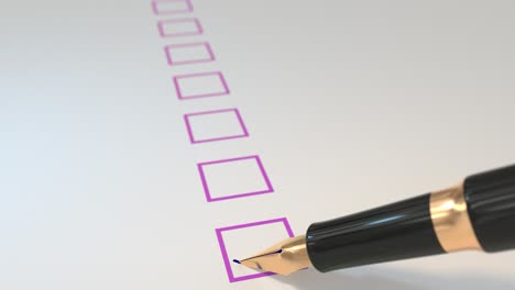 Pen-ticking-boxes-fountain-survey-vote-exam-tick-ticker-loop-4K